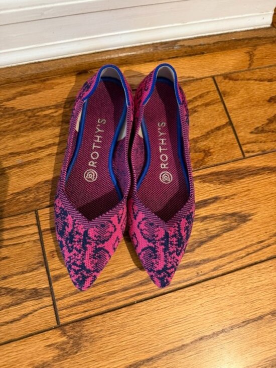 Rothy's Shoes - Rothy’s The Point Pink Blue Knit Pointed Toe Flats
